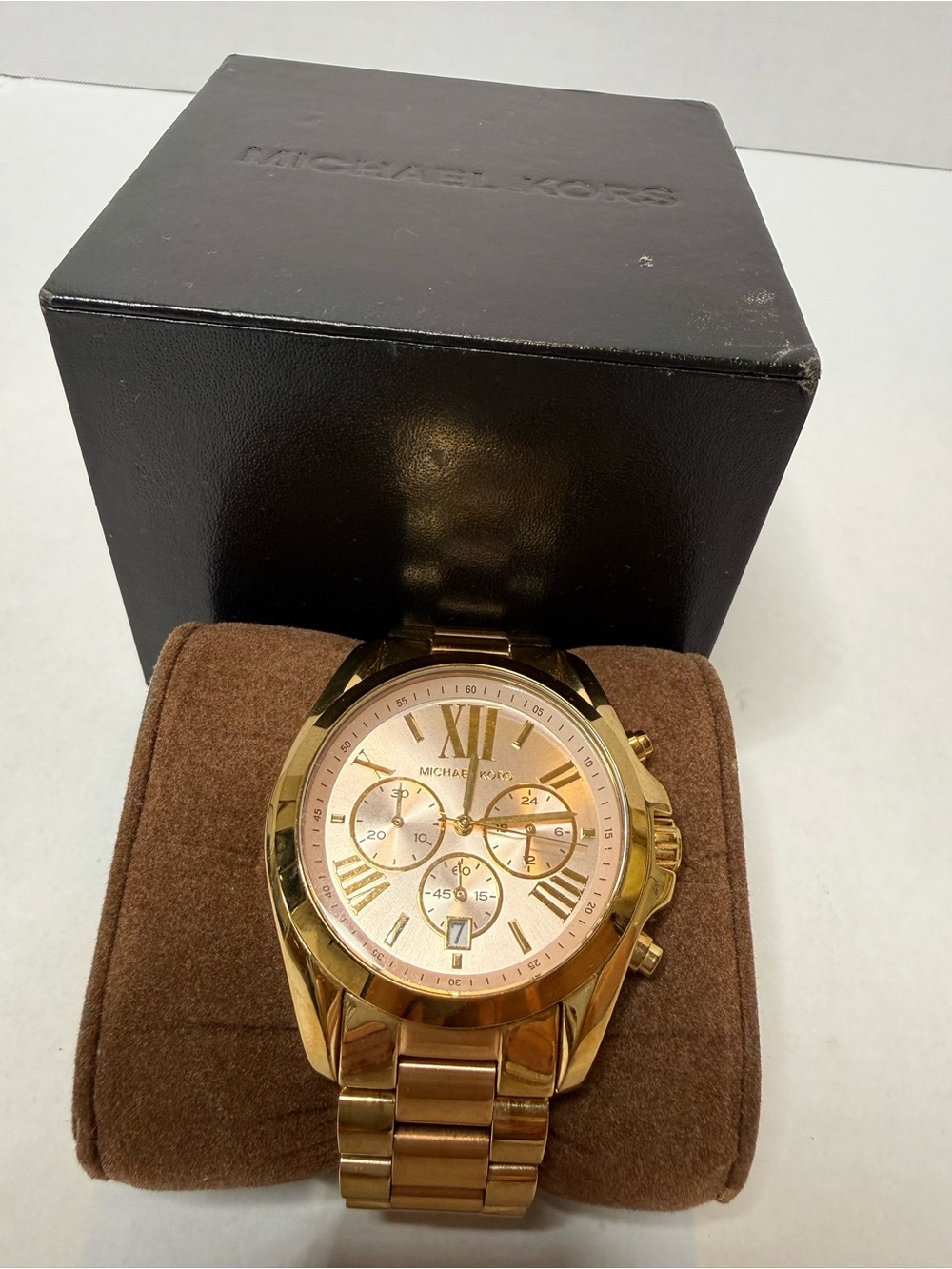 Michael Kors Bradshaw Gold-Tone Steel Rose Gold-Tone Dial Ladies Watch MK6359